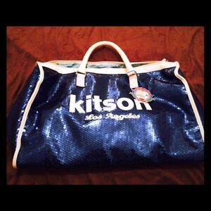 Kitson Blue Sparkly Sequin Duffle Bag